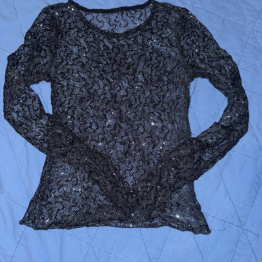 Black Lace Long Sleeve Top